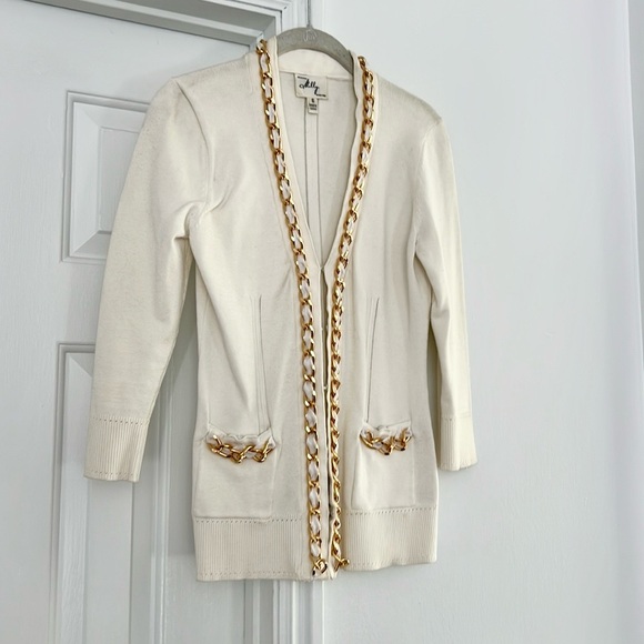 💖❤️ Blair Waldorf ✨ Milly Cream Chain Cardigan S - Picture 5 of 7
